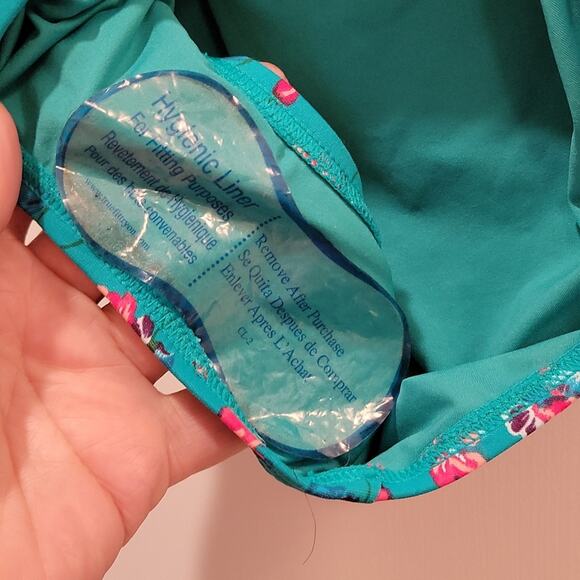 NWT DKNY Ruffle Bandeau Maillot Swimsuit in Lagoon, 10 - Picture 6 of 9